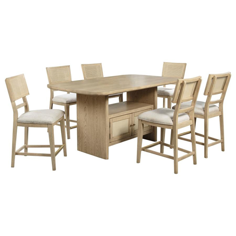 Kailani 7-piece Wood Counter Height Dining Set Beige Oak-zoom-