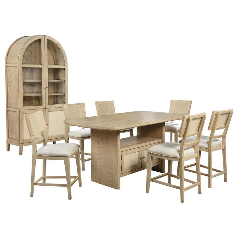 Kailani 8-piece Counter Dining Set with Cabinet Beige Oak-zoom-