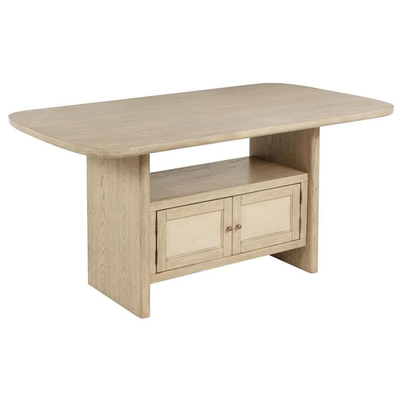 Kailani Cane Counter Height Storage Dining Table Beige Oak-zoom-