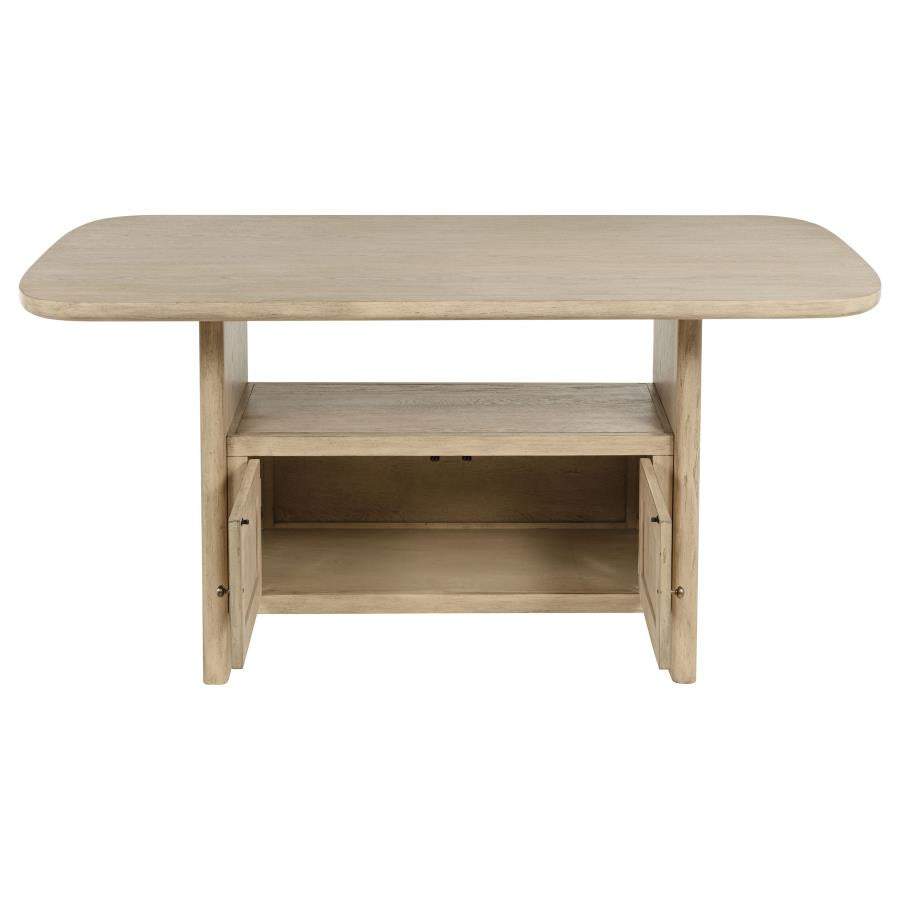 Kailani Cane Counter Height Storage Dining Table Beige Oak-4