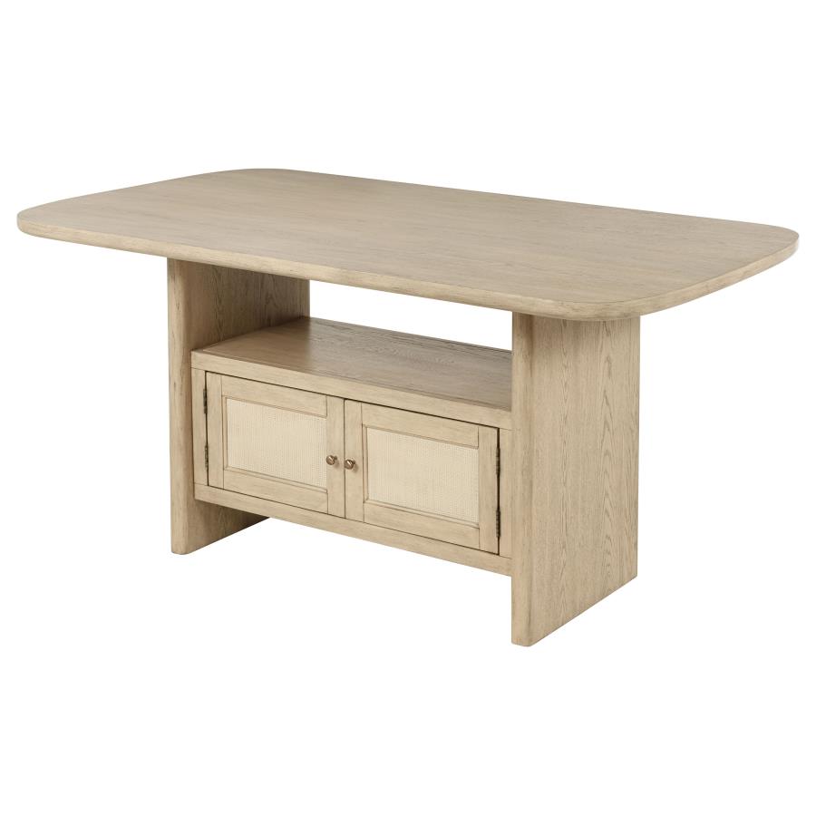 Kailani Cane Counter Height Storage Dining Table Beige Oak-zoom-5