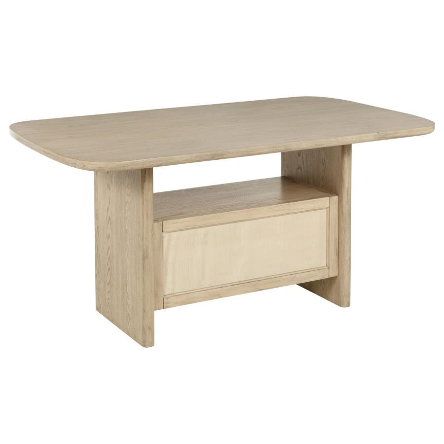Kailani Cane Counter Height Storage Dining Table Beige Oak-zoom-7
