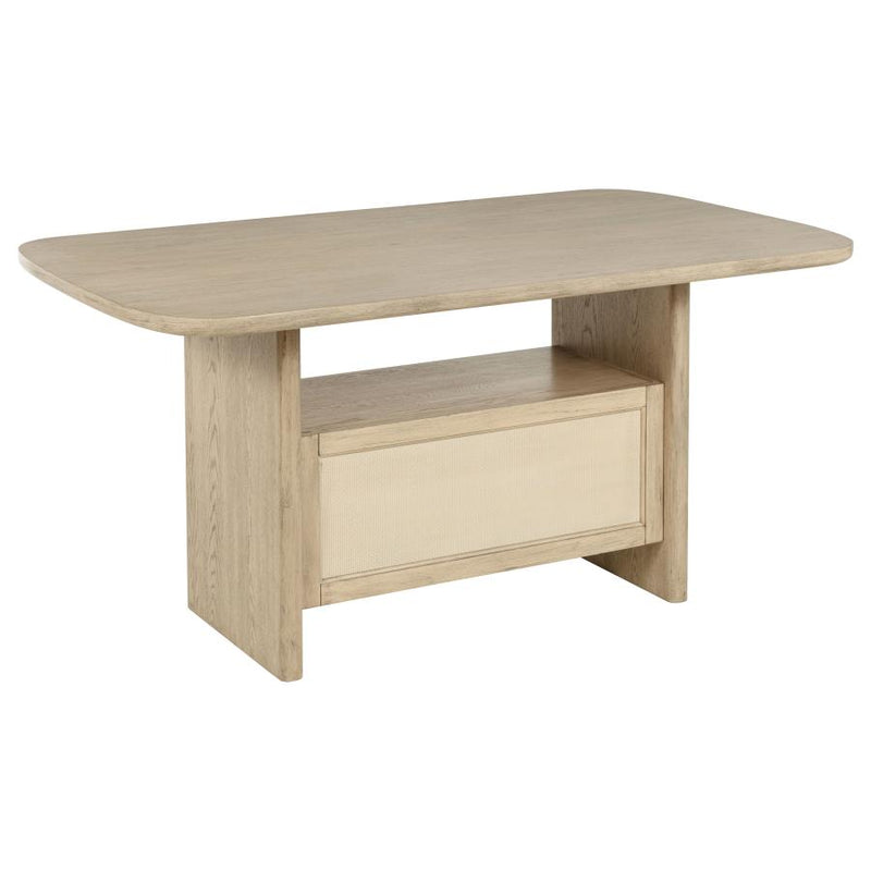 Kailani Cane Counter Height Storage Dining Table Beige Oak-zoom-