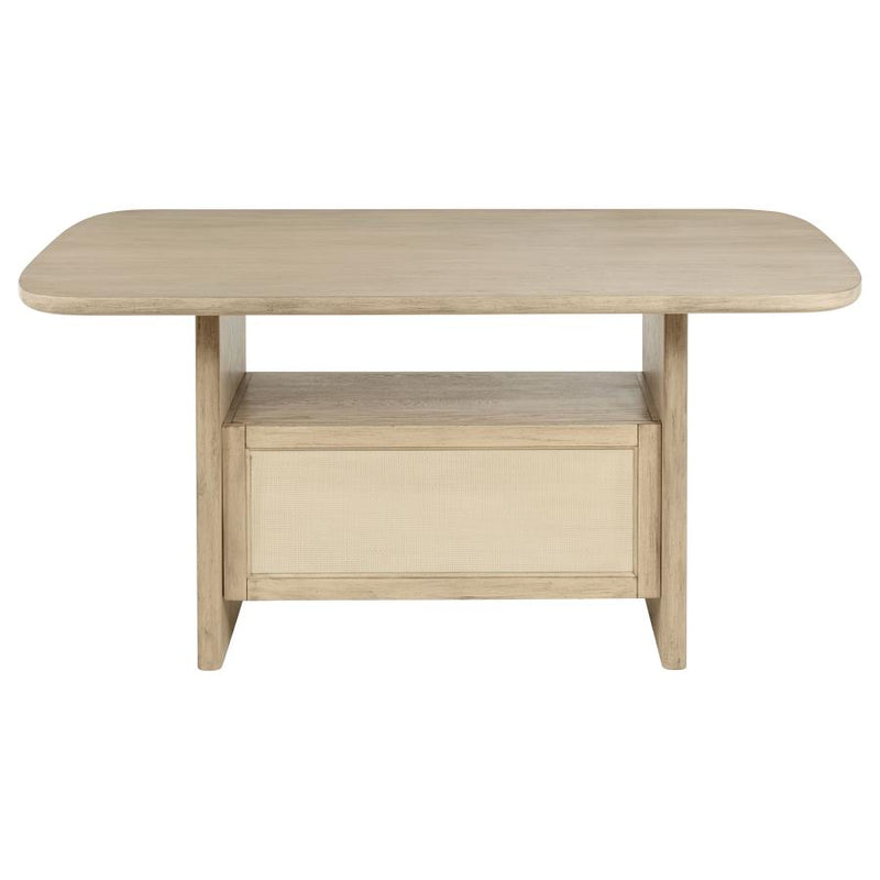 Kailani Cane Counter Height Storage Dining Table Beige Oak-zoom-
