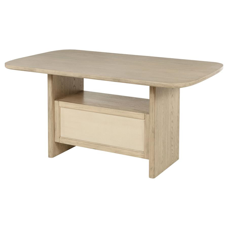 Kailani Cane Counter Height Storage Dining Table Beige Oak-9