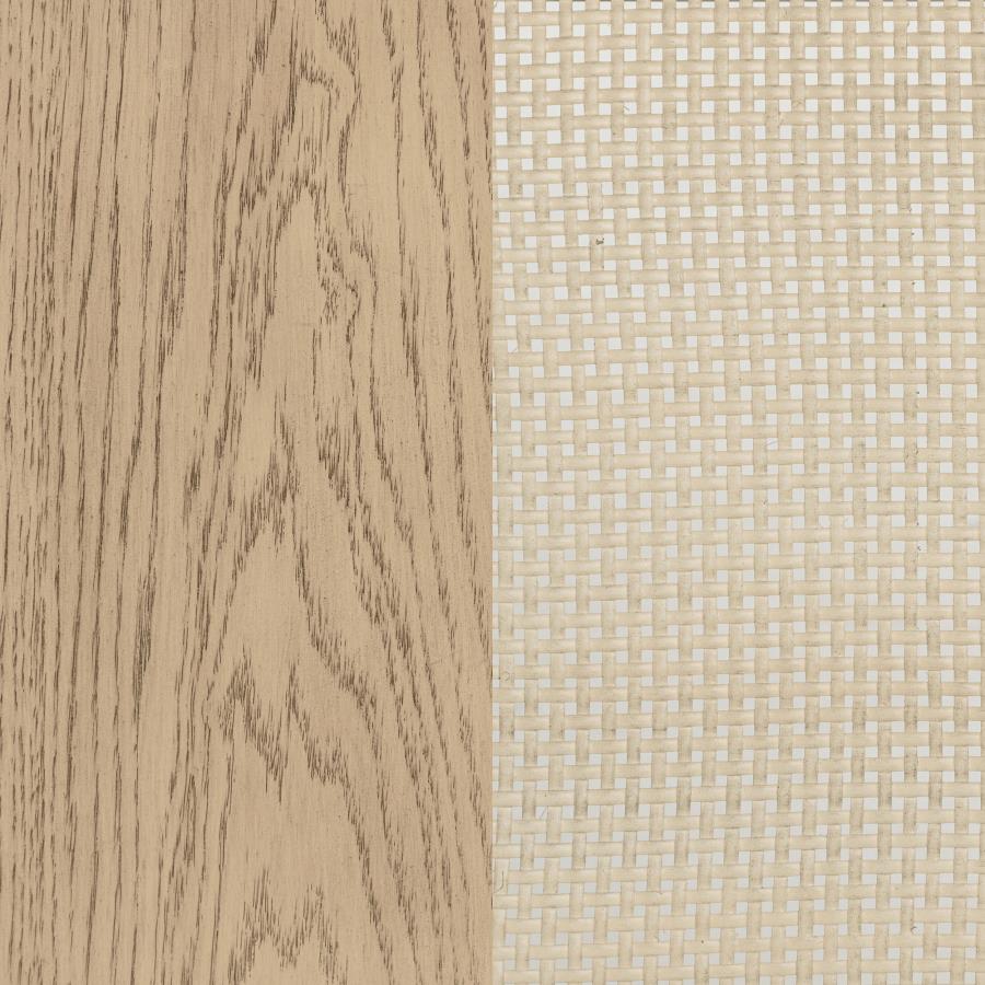 Kailani Cane Counter Height Storage Dining Table Beige Oak-14