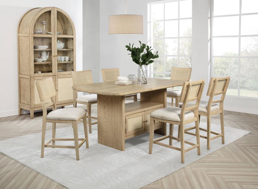 Kailani Cane Counter Height Storage Dining Table Beige Oak-zoom-16