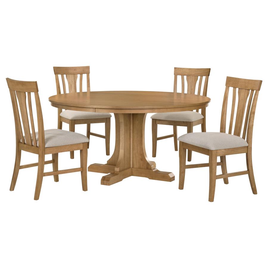 Hartville 5-piece Round Dining Table Set Natural Light Brown-zoom-2
