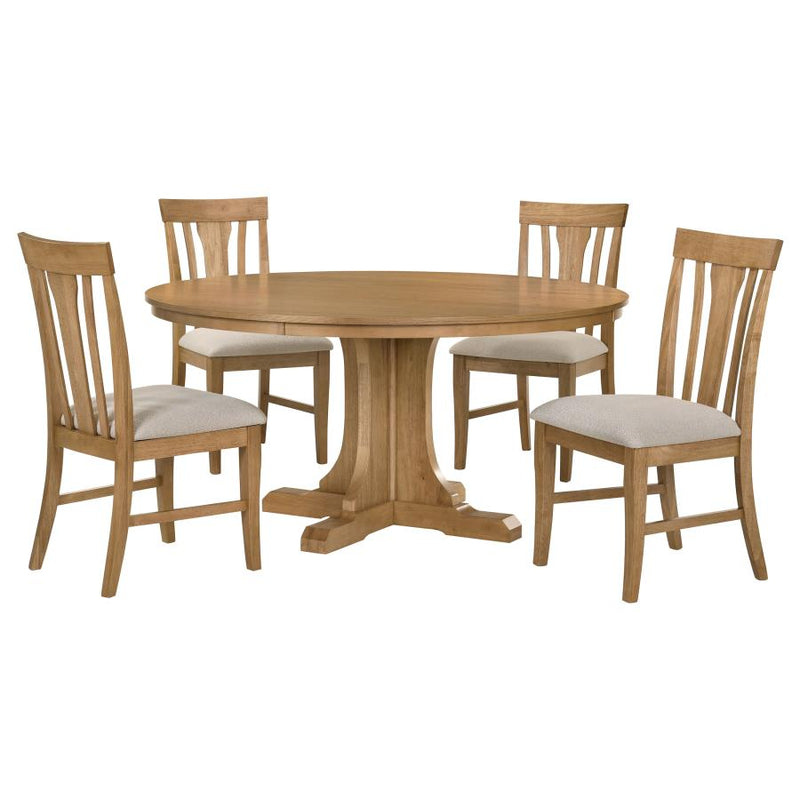 Hartville 5-piece Round Dining Table Set Natural Light Brown-zoom-