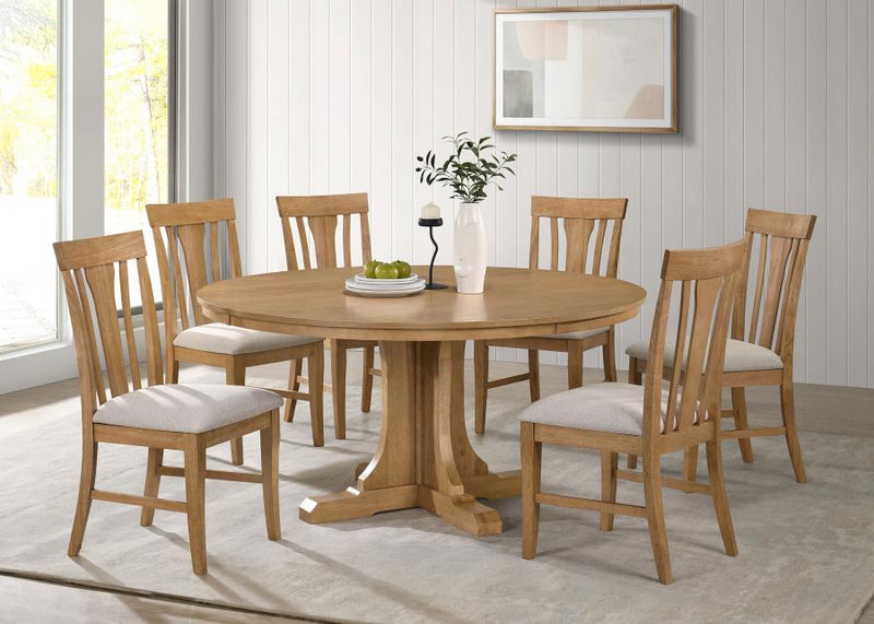 Hartville 7-piece Round Dining Table Set Natural Light Brown-zoom-