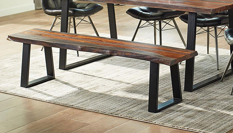 Ditman Live Edge Wood Dining Bench Grey Sheesham-zoom-