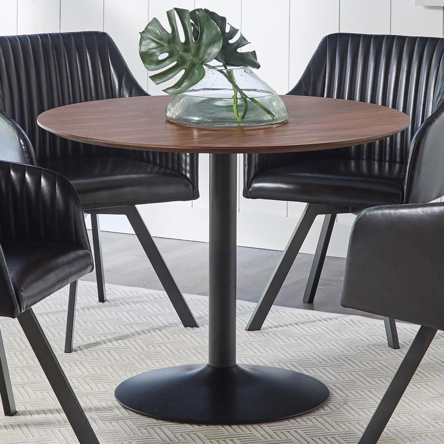 Cora Round 40-inch Wood Top Dining Table Brown Walnut-2