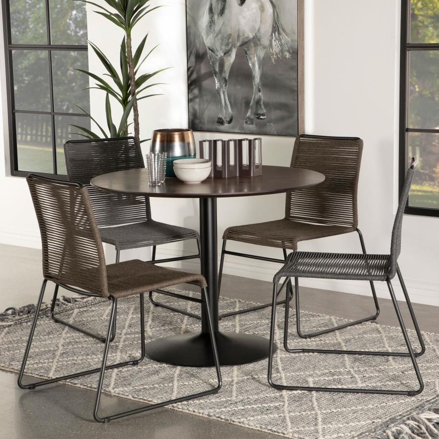 Cora Round 40-inch Wood Top Dining Table Brown Walnut-zoom-5