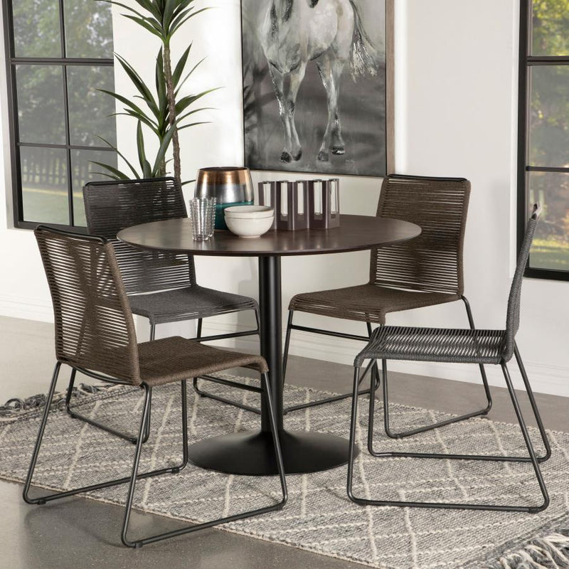 Cora Round 40-inch Wood Top Dining Table Brown Walnut-zoom-