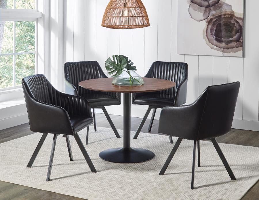 Cora Round 40-inch Wood Top Dining Table Brown Walnut-6