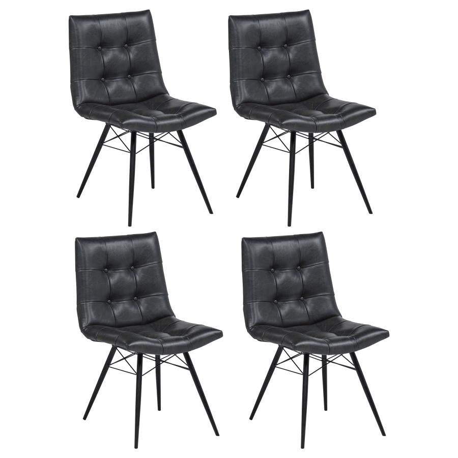 Aiken Faux Leather Upholstered Dining Side Chair Charcoal Grey (Set of 4)-zoom-1