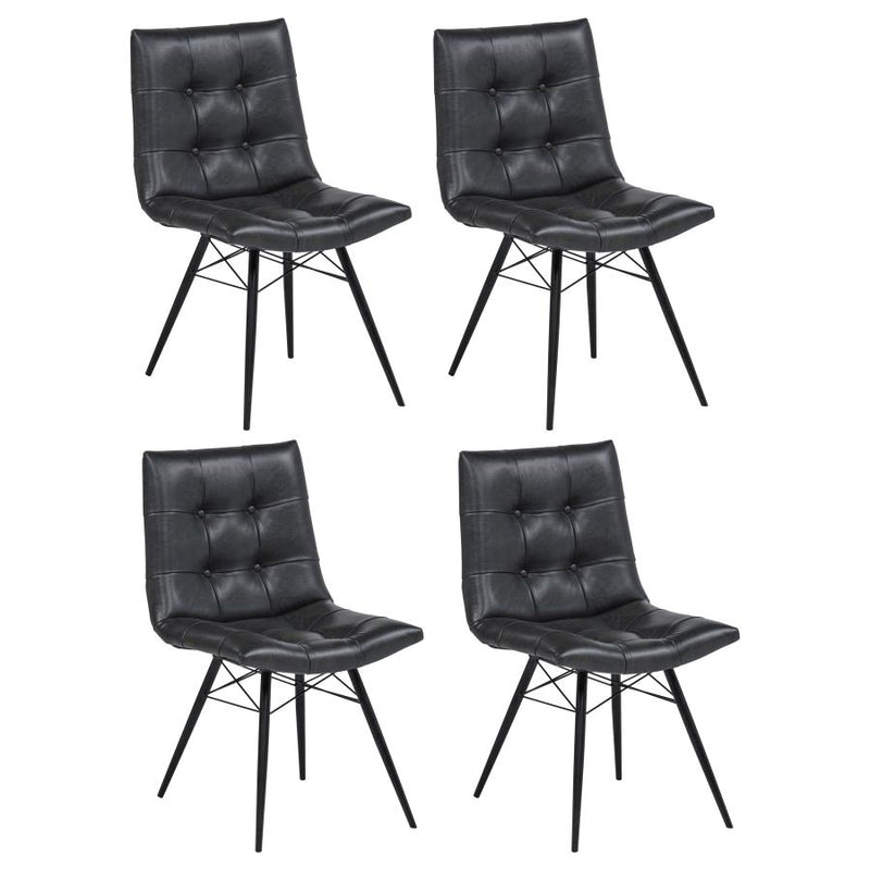 Aiken Faux Leather Upholstered Dining Side Chair Charcoal Grey (Set of 4)-zoom-