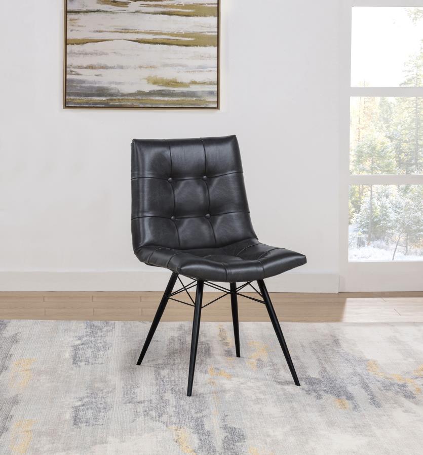 Aiken Faux Leather Upholstered Dining Side Chair Charcoal Grey (Set of 4)-zoom-2