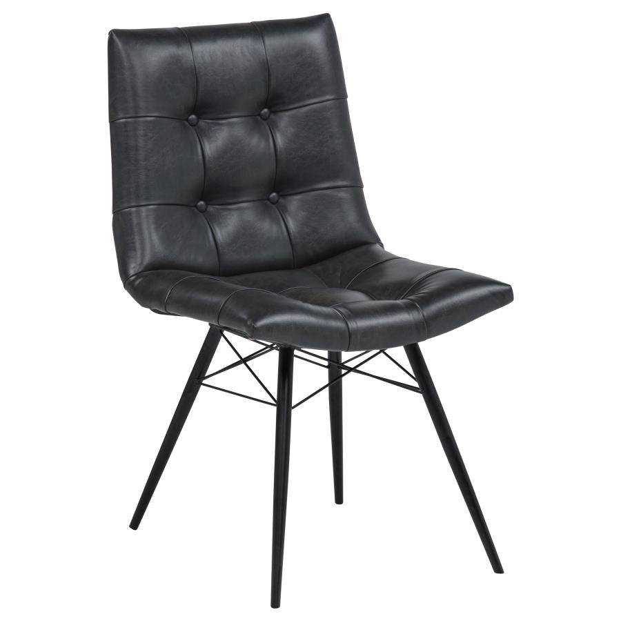 Aiken Faux Leather Upholstered Dining Side Chair Charcoal Grey (Set of 4)-zoom-3