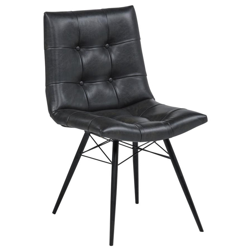 Aiken Faux Leather Upholstered Dining Side Chair Charcoal Grey (Set of 4)-zoom-