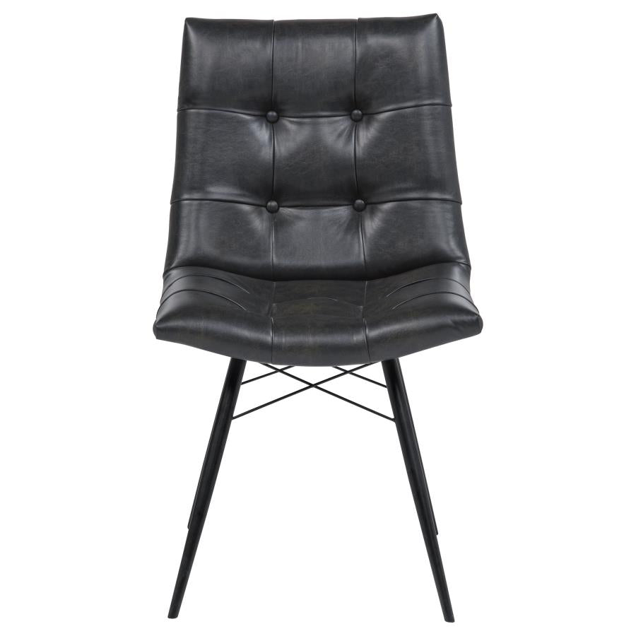 Aiken Faux Leather Upholstered Dining Side Chair Charcoal Grey (Set of 4)-zoom-4