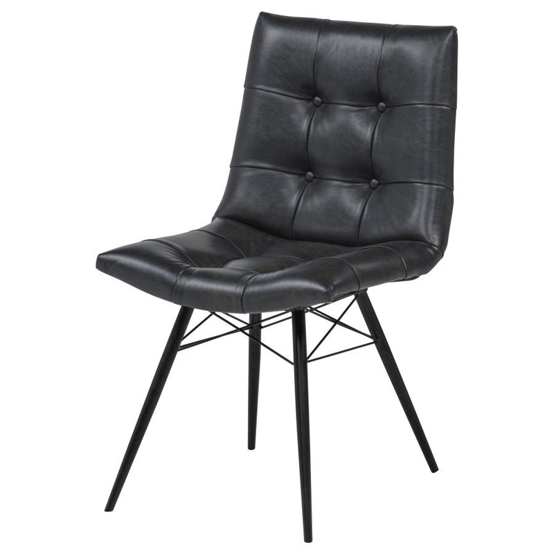 Aiken Faux Leather Upholstered Dining Side Chair Charcoal Grey (Set of 4)-zoom-