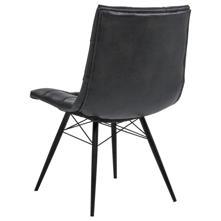 Aiken Faux Leather Upholstered Dining Side Chair Charcoal Grey (Set of 4)-zoom-7