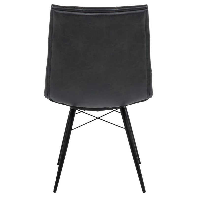 Aiken Faux Leather Upholstered Dining Side Chair Charcoal Grey (Set of 4)-zoom-