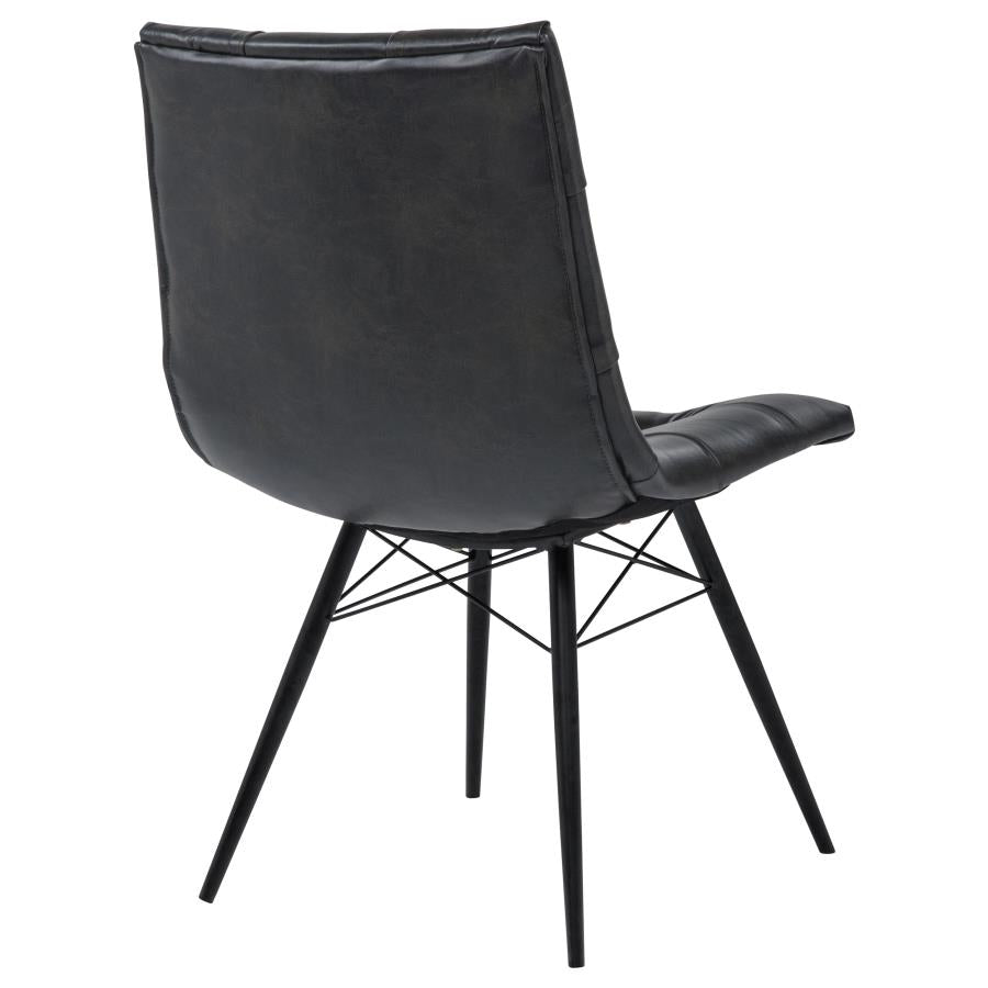 Aiken Faux Leather Upholstered Dining Side Chair Charcoal Grey (Set of 4)-9