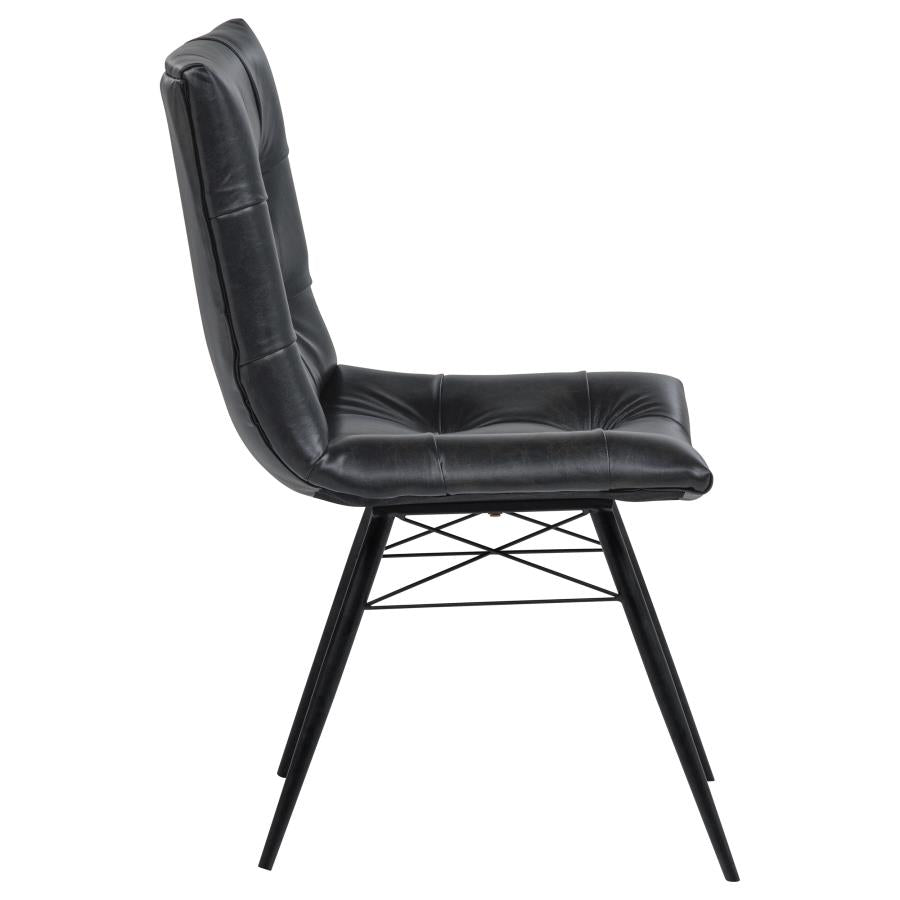 Aiken Faux Leather Upholstered Dining Side Chair Charcoal Grey (Set of 4)-zoom-10