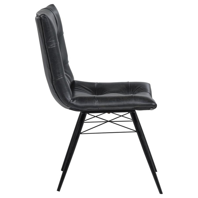 Aiken Faux Leather Upholstered Dining Side Chair Charcoal Grey (Set of 4)-zoom-