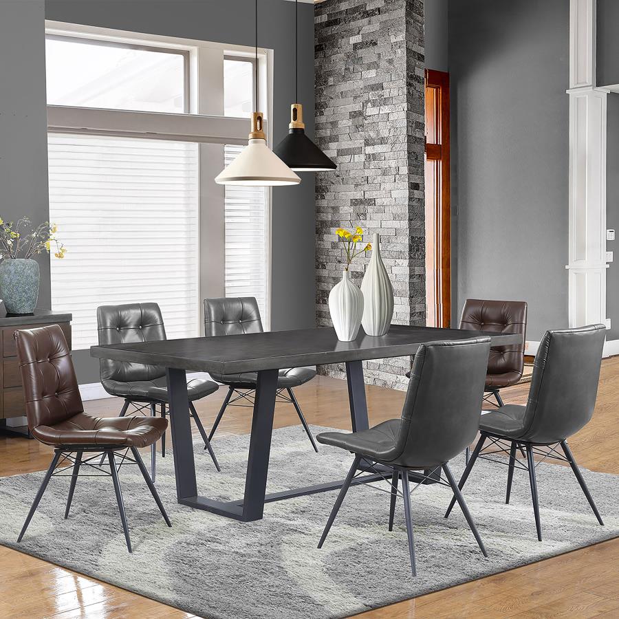 Aiken Faux Leather Upholstered Dining Side Chair Charcoal Grey (Set of 4)-12