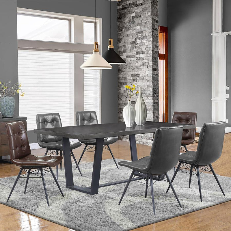 Aiken Faux Leather Upholstered Dining Side Chair Charcoal Grey (Set of 4)-zoom-