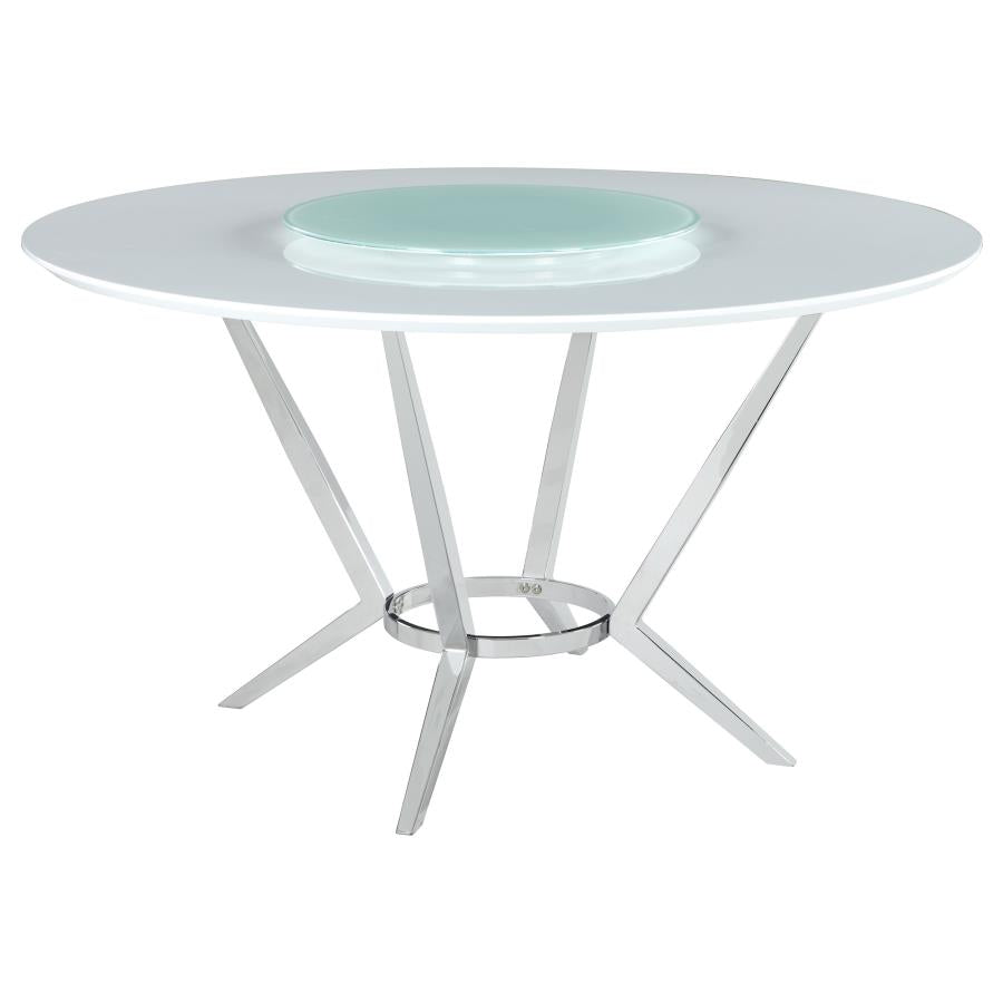 Abby 5-piece Round Dining Table Set White High Gloss-3