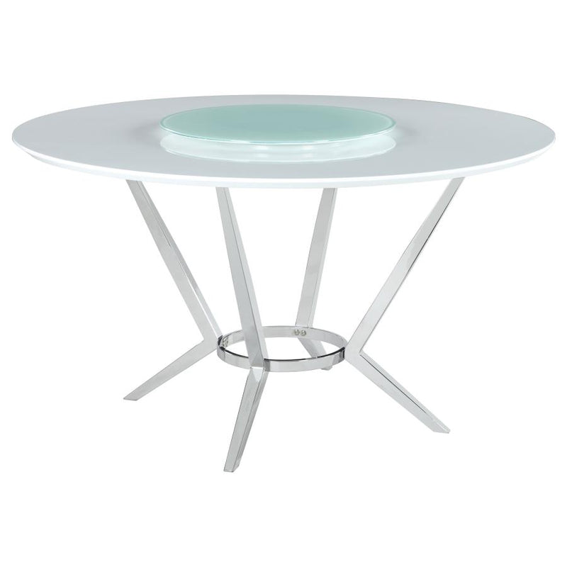 Abby 5-piece Round Dining Table Set White High Gloss-zoom-
