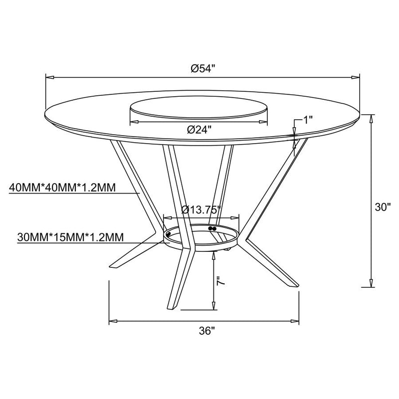 Abby 5-piece Round Dining Table Set White High Gloss-zoom-