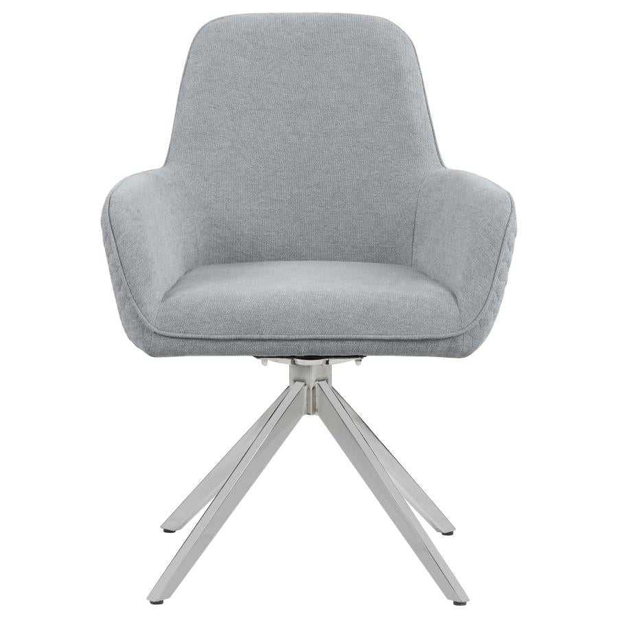 Abby Fabric Upholstered Swivel Dining Arm Chair Light Grey-zoom-3