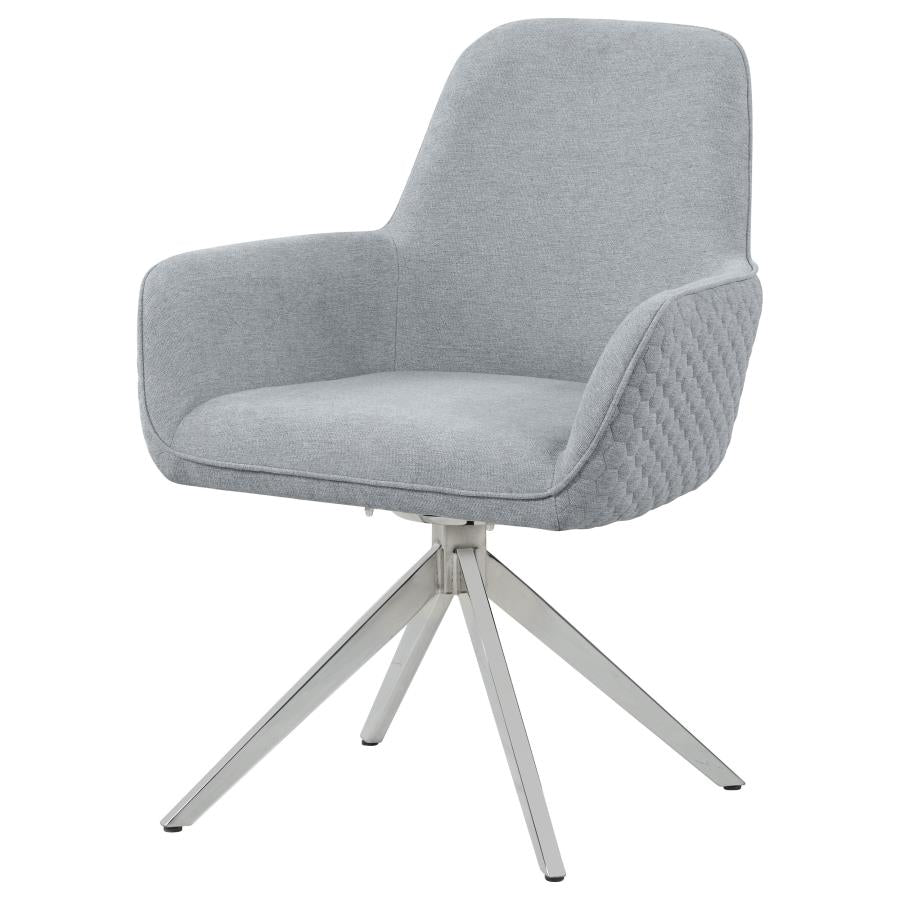 Abby Fabric Upholstered Swivel Dining Arm Chair Light Grey-4