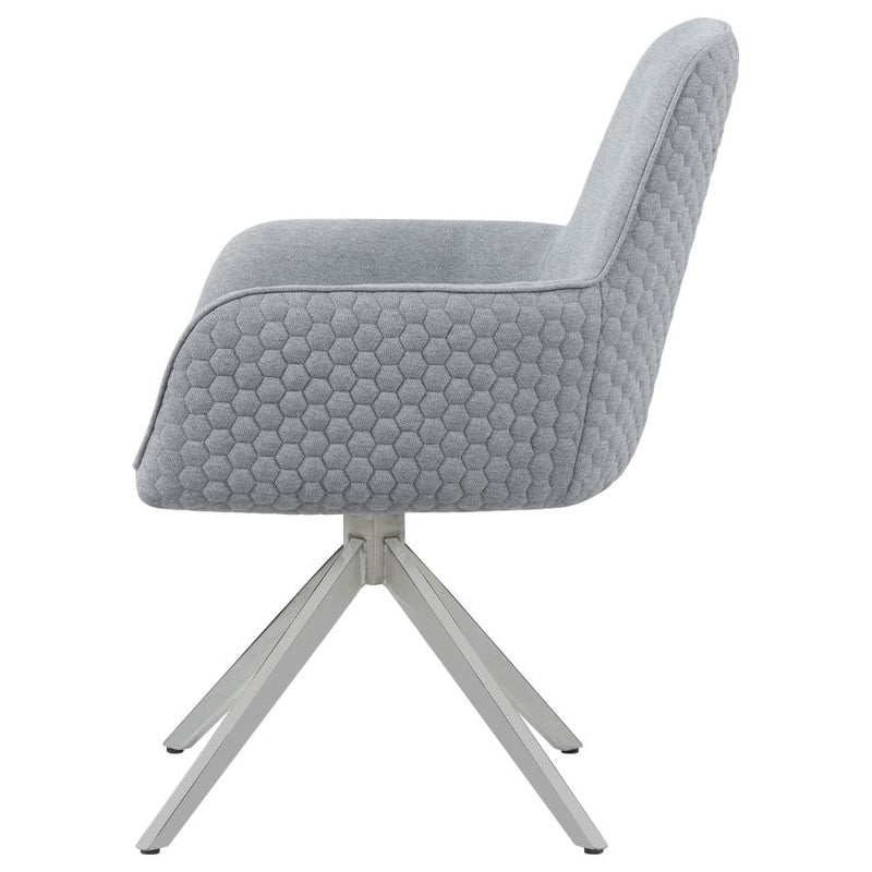 Abby Fabric Upholstered Swivel Dining Arm Chair Light Grey-zoom-
