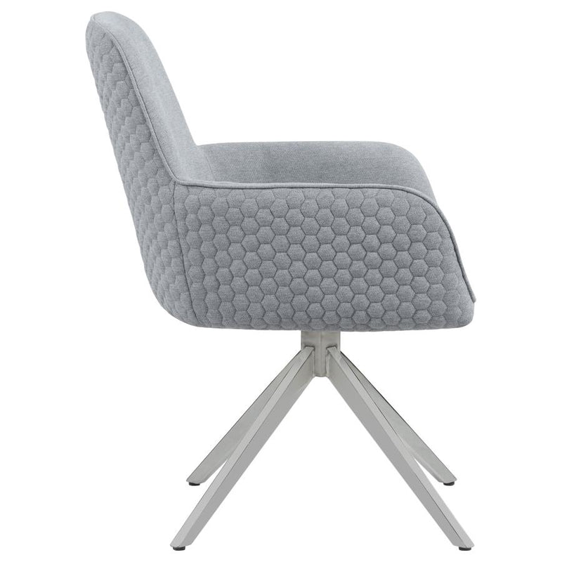 Abby Fabric Upholstered Swivel Dining Arm Chair Light Grey-zoom-