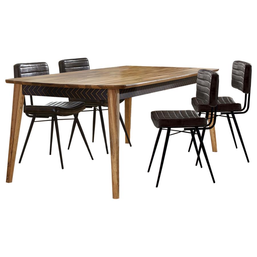 Partridge 5-piece Dining Set Natural Sheesham and Espresso-zoom-2
