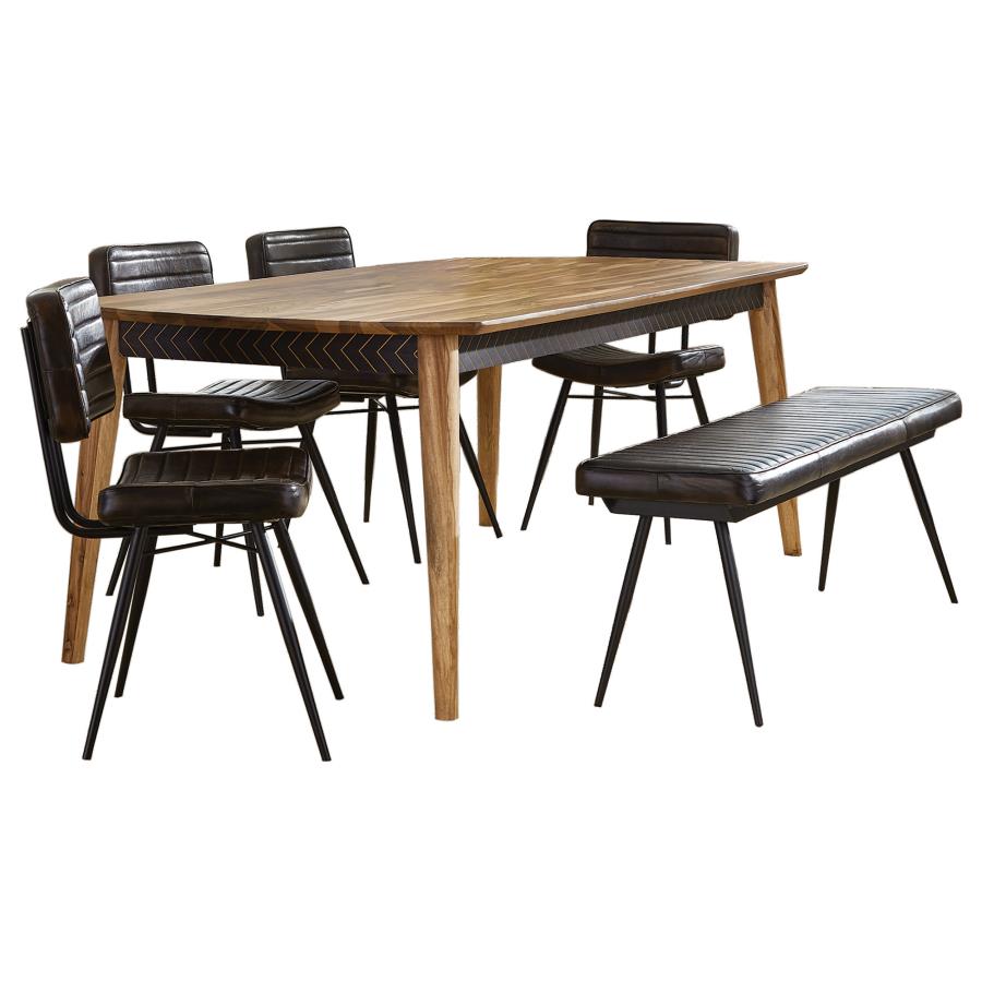 Partridge 6-piece Dining Set Natural Sheesham and Espresso-2
