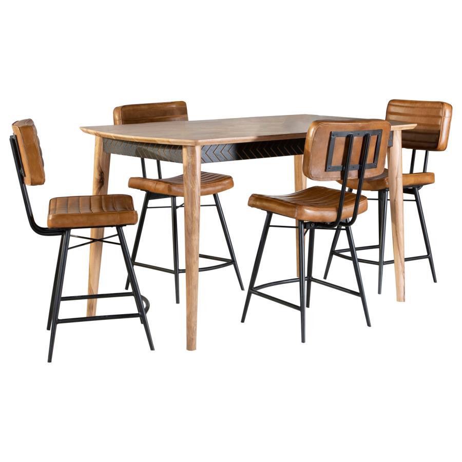 Partridge 5-piece Counter Dining Set Sheesham and Camel-zoom-2