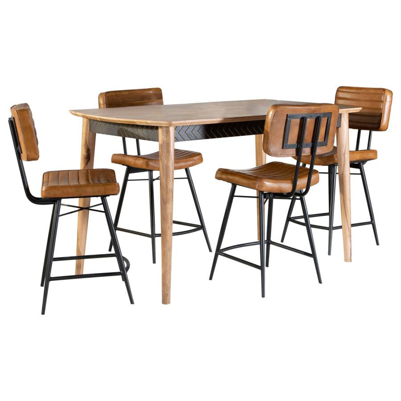 Partridge 5-piece Counter Dining Set Sheesham and Camel-zoom-