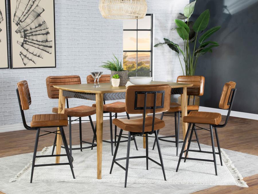 Partridge 7-piece Counter Dining Set Sheesham and Camel-zoom-1