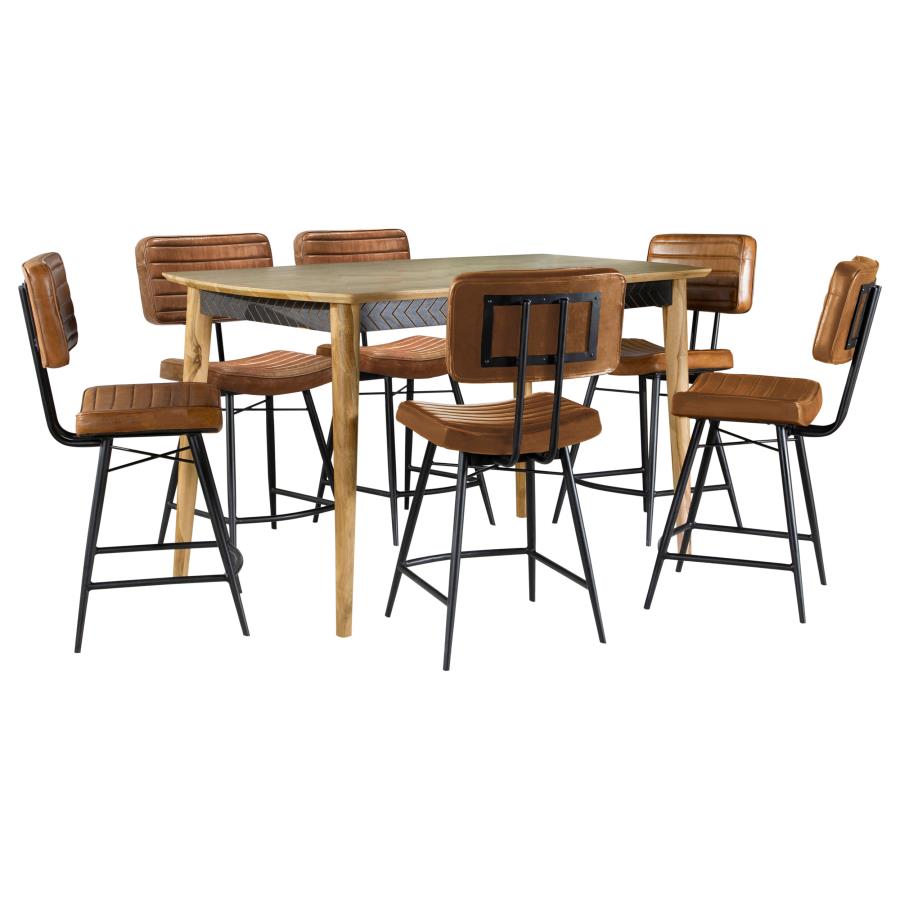 Partridge 7-piece Counter Dining Set Sheesham and Camel-2