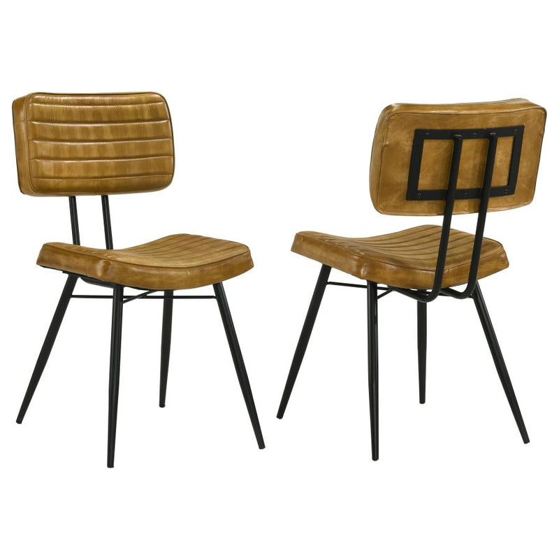 Misty Leather Upholstered Dining Side Chair Camel (Set of 2)-zoom-
