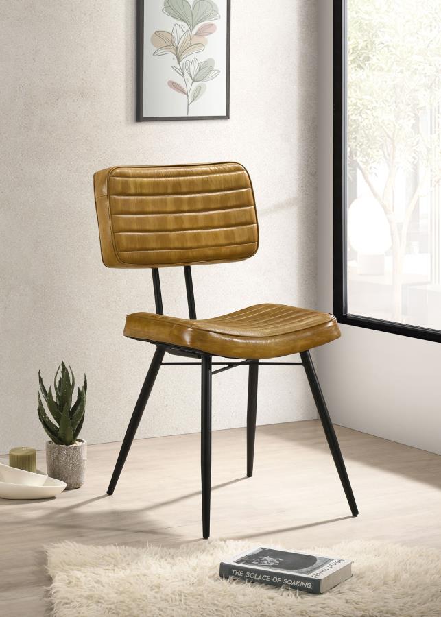 Misty Leather Upholstered Dining Side Chair Camel (Set of 2)-3