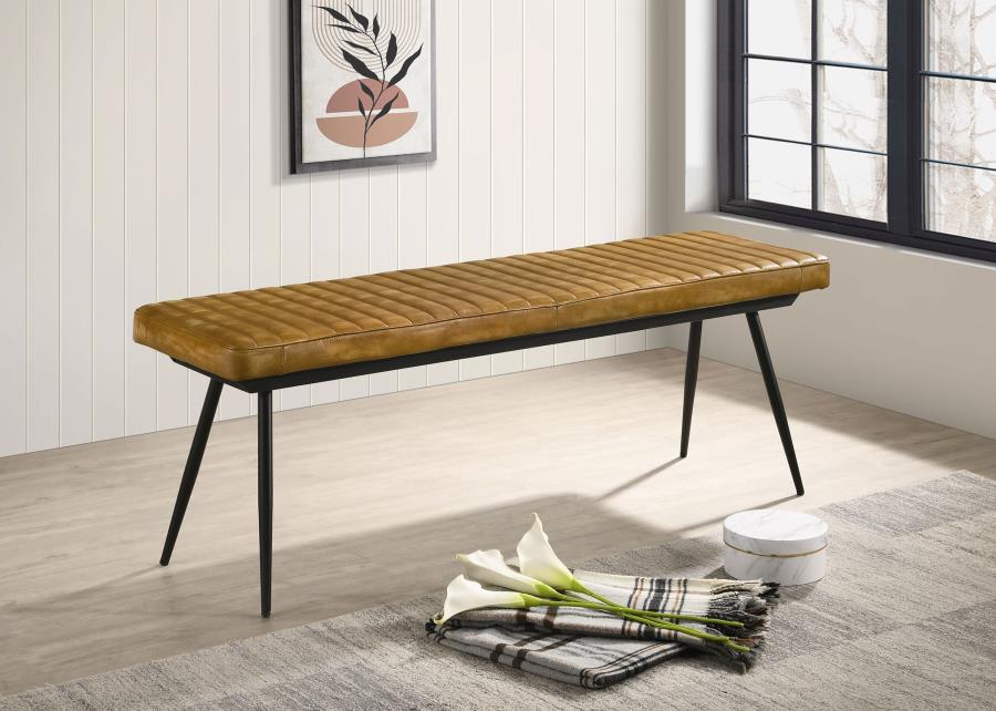 Misty Leather Upholstered Dining Bench Antique Camel-zoom-2