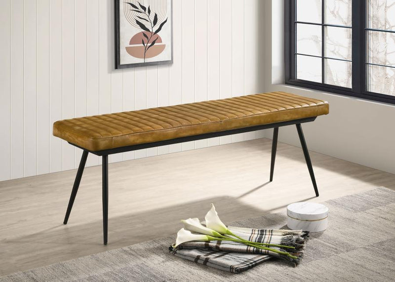 Misty Leather Upholstered Dining Bench Antique Camel-zoom-